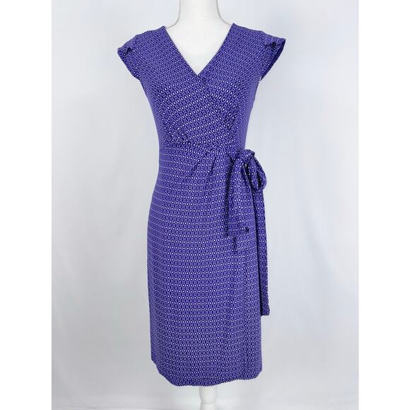 Seraphine Maternity Women's Geometric Knit Maternity Nursing Wrap Dress 8 Purple - Picture 2 of 15